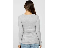 Pinkblush Maternity Heather Grey Soft Knit Ruched Top