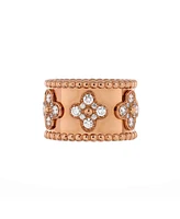 Pre-Owned Van Cleef & Arpels Large Perlee Clovers Ring 18K Rose Gold with Diamonds
