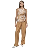 Dkny Petite Printed Sleeveless Cowlneck Top