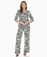 White Mark Women's 2-Piece Floral Print Tunic Top and Pants Set