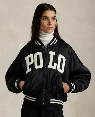 Polo Ralph Lauren Women's Logo Satin Bomber Jacket