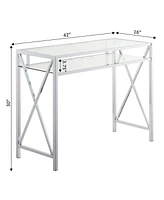 Convenience Concepts Oxford Chrome 42 inch Desk with Shelf