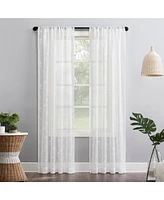 Delia Embroidered Floral Sheer Rod Pocket Curtain