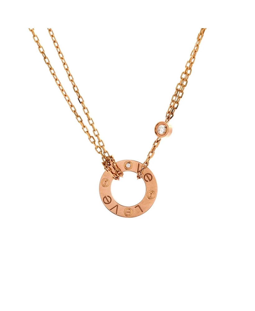 Pre-Owned Cartier 2 Diamonds Love Pendant Necklace 18K Rose Gold and Diamonds