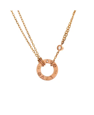 Pre-Owned Cartier 2 Diamonds Love Pendant Necklace 18K Rose Gold and Diamonds