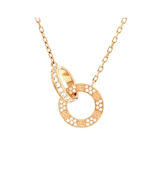 Pre-Owned Cartier Love Interlocking Pave Necklace 18K Rose Gold and Diamonds
