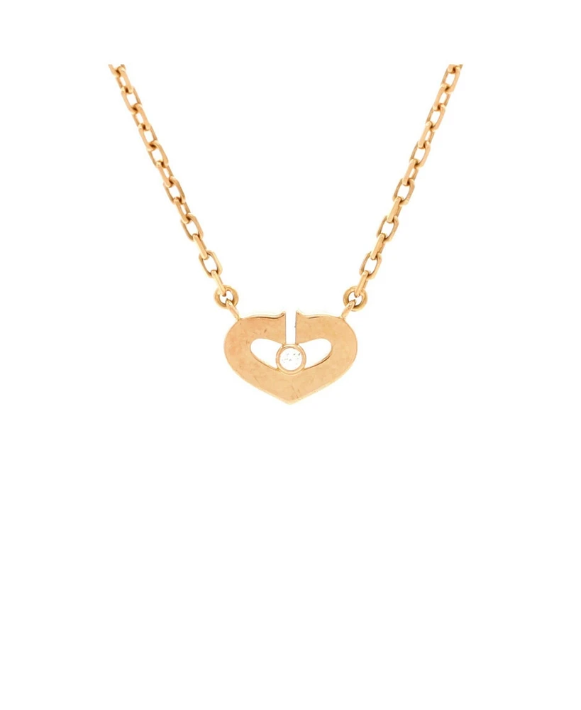 Pre-Owned Cartier Xs C Heart de Cartier Pendant Necklace 18K Rose Gold with Diamond