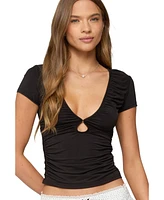 Edikted Women's Burkley Keyhole Gathered Top