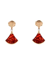 Pre-Owned Bvlgari Divas' Dream Drop Earrings 18K Rose Gold with Carnelian and Diamonds