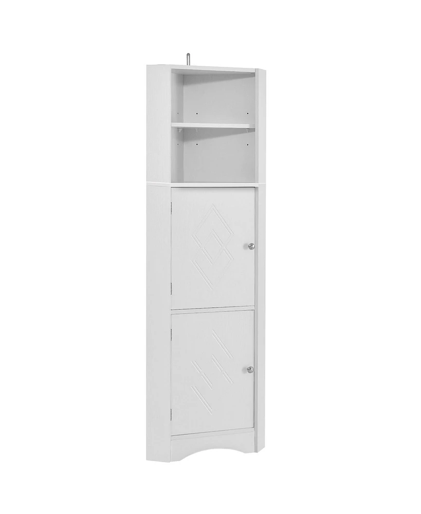 Casainc 61.2"H Tall Corner Bathroom Cabinet with Doors and Adjustable Shelves