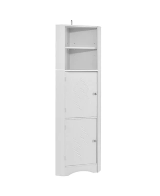 Casainc 61.2"H Tall Corner Bathroom Cabinet with Doors and Adjustable Shelves