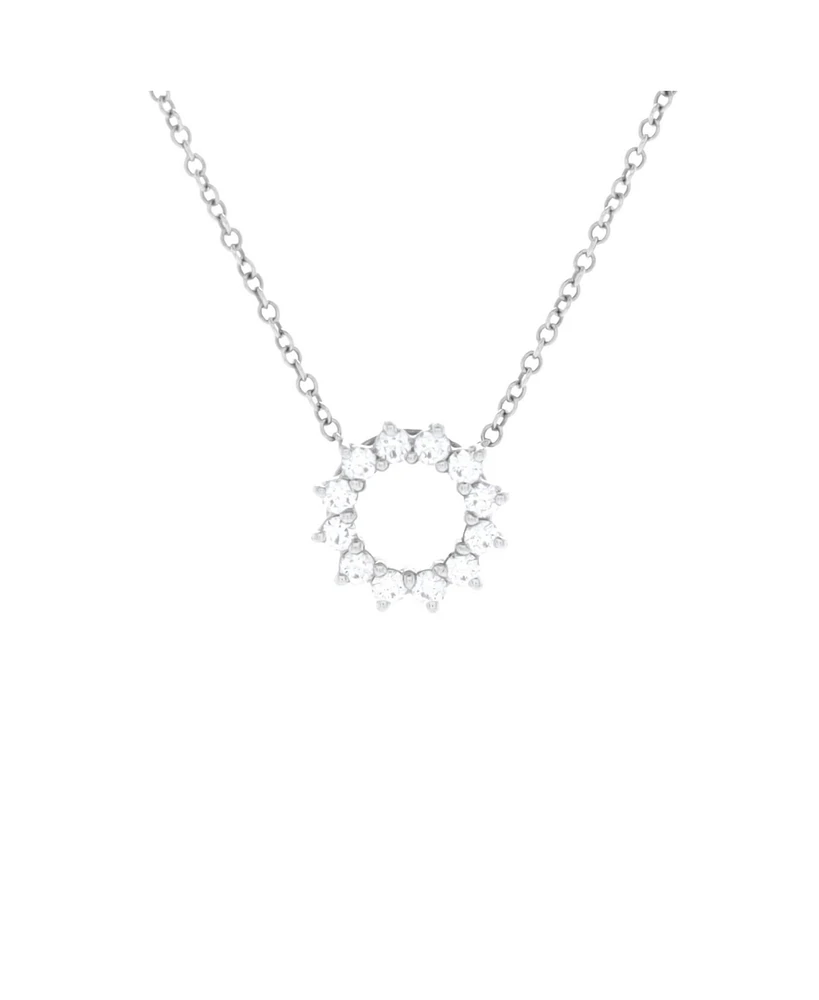 Pre-Owned Tiffany & Co. Mini Open Circle Pendant Necklace Platinum with Diamonds