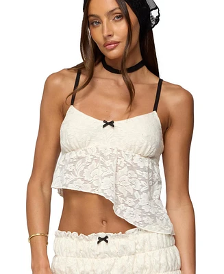 Edikted Women's Este Asymmetric Textured Lace Top