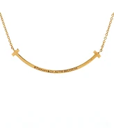 Pre-Owned Tiffany & Co. Small T Smile Pendant Necklace 18K Gold and Diamonds