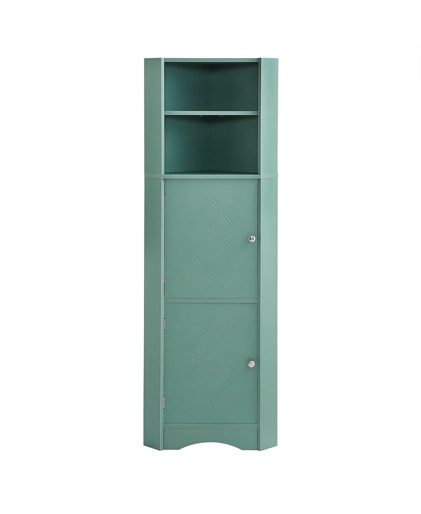 Casainc 61.2"H Tall Corner Bathroom Cabinet with Doors and Adjustable Shelves, Freestanding Mdf Unit