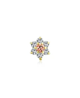 Bling Jewelry Flower Screw Back Cz Stud Cartilage 1 Piece Earring Real 14K Solid Gold