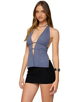 Edikted Women's Nikole Split Front Backless Halter Top
