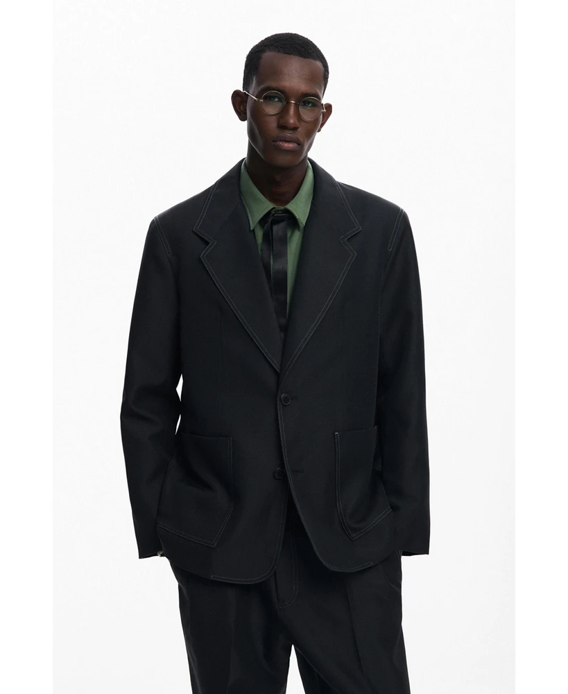 Desigual Men's Blazer with contrast stitching
