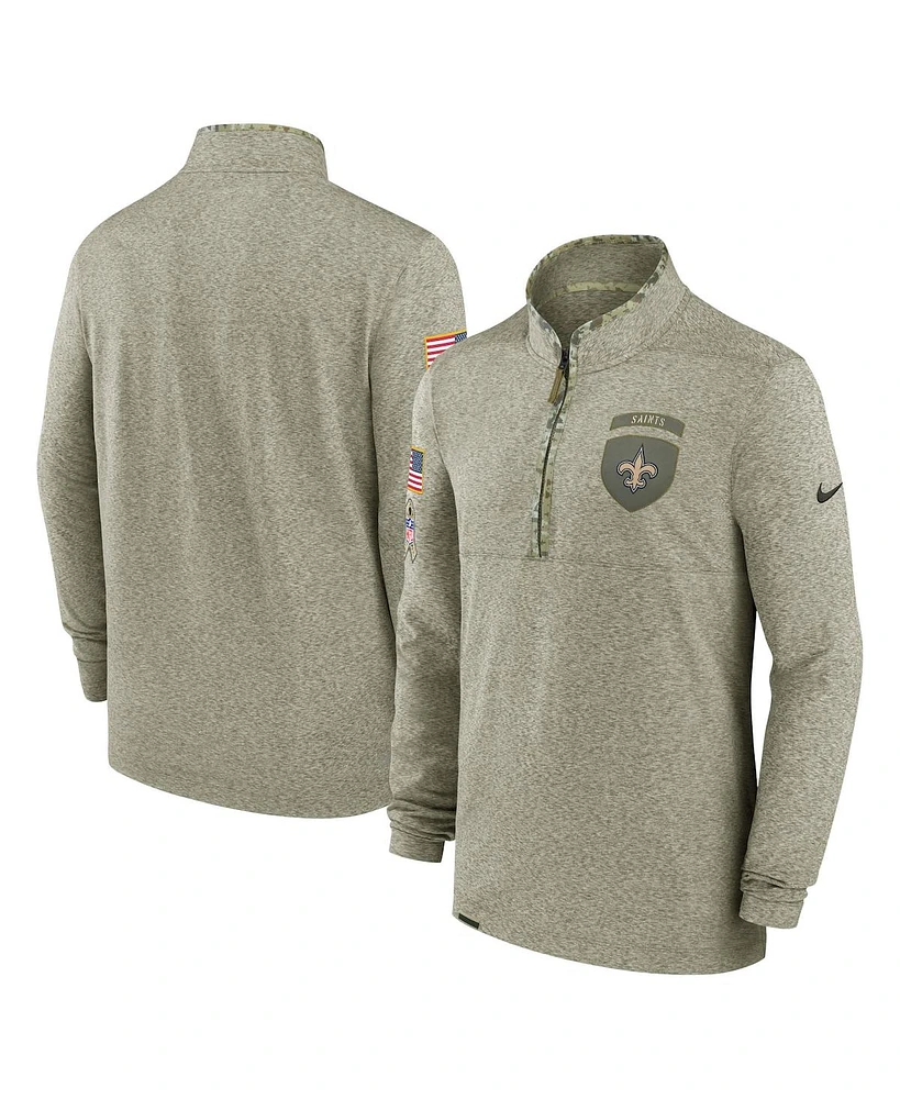 Nike Men's Olive New Orleans Saints Salute to Service Quarter-Zip Sweatshirt