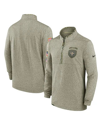 Nike Men's Olive New Orleans Saints Salute to Service Quarter-Zip Sweatshirt