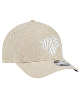 New Era Men's Tan New York Knicks Injection Woven A-Frame 9FORTY Adjustable Hat