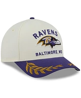 New Era Men's Cream/Purple Baltimore Ravens 2025 Nfl Draft 9FORTY A-Frame M-Crown Adjustable Hat