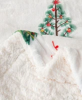 Linery & Co. Velvet Plush Fleece Reversible Sherpa Holiday Printed Throw