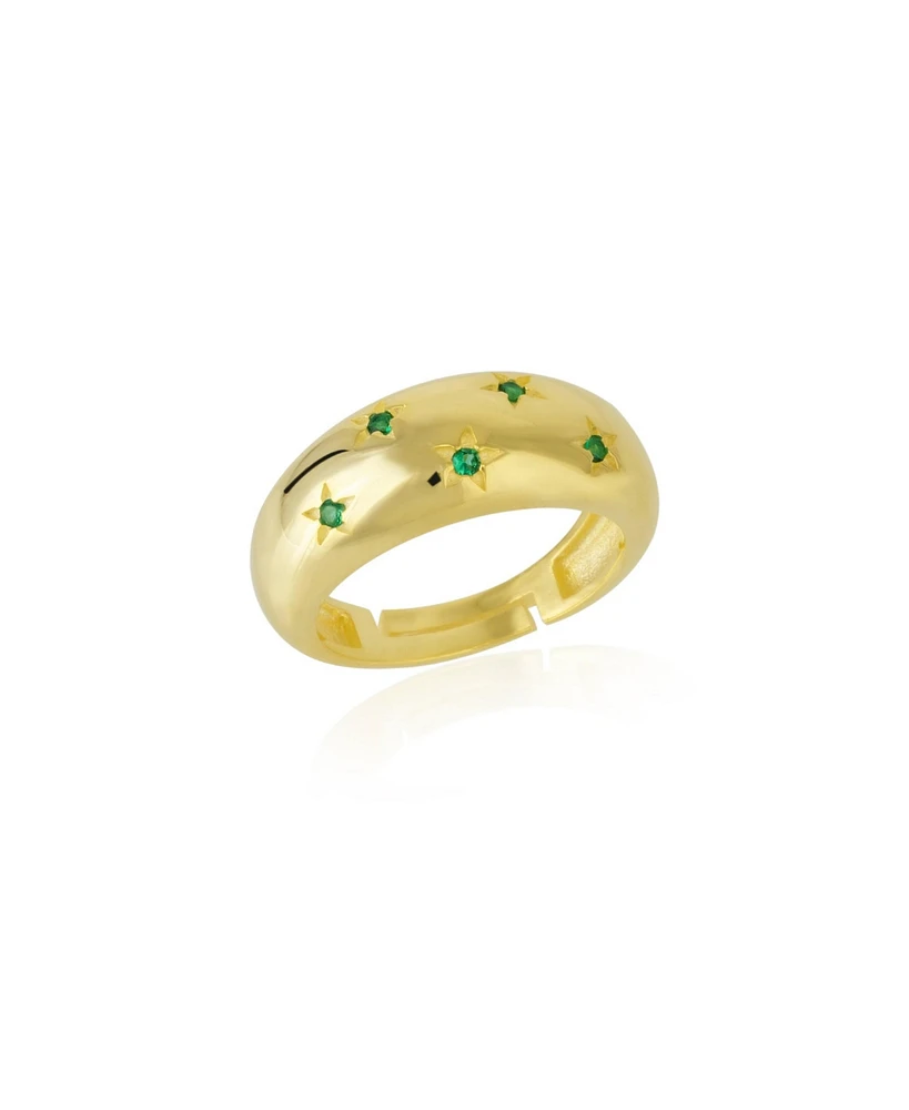 Spero London Celestial Star Sterling Silver Dome Ring With Stones
