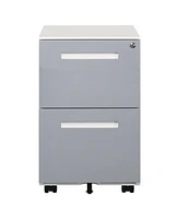 3 Drawer Mobile Locking File Cabinet, Rolling Filing Cabinet for Letter/A4 Size With 5 Wheels, Grey