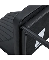 Black Pu Dining Chairs - Set of 6, Metal Legs, Stripe Back