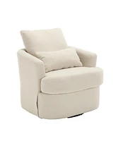 Swivel Barrel Chair, Comfy Round Accent Sofa Chair for Living Room, 360 Degree Swivel Barrel Club Chair, Leisure Arm Chair for Nursery, Hotel, Bedroom