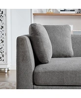 Gray Chenille Double-Sided Chaise Lounge Sofa w/ Pillows and Rubberwood Legs