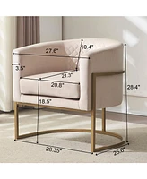Upholstered velvet chair Gold metal bracket, medieval living room office tea room lounge chair with curved backrest