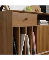 Modern 3D Edge Turntable Cabinet: Stylish Storage Solution for Music Enthusiasts