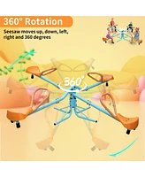 Outdoor Kids Spinning Seesaw Sit and Spin Teeter Totter， Outdoor Playground Equipment Swivel Teeter Totter for Backyard