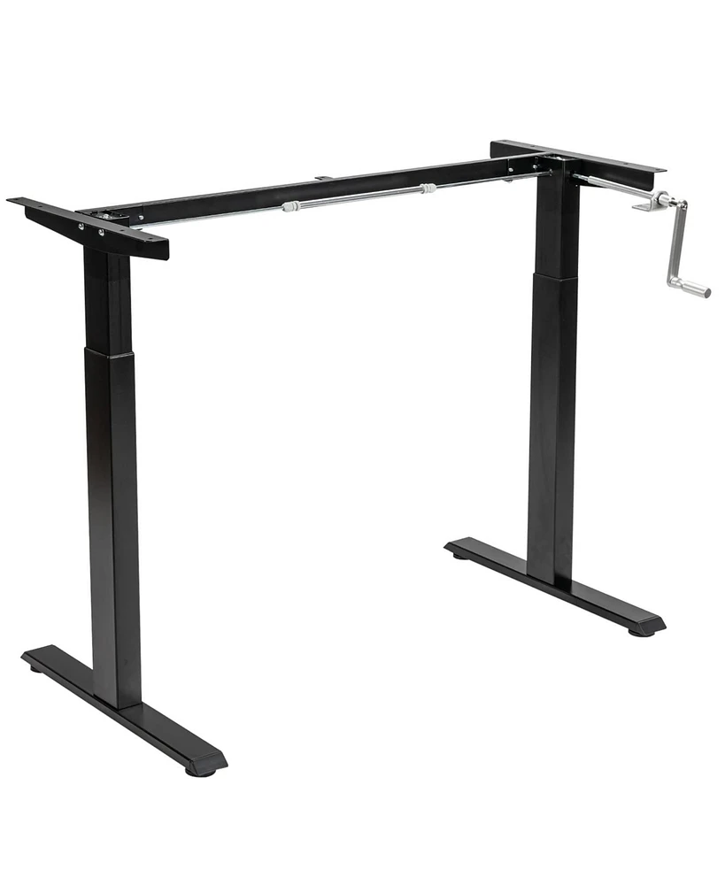 Hand Crank Stand Up Desk Frame, Manual Height Adjustable Standing Workstation with Foldable Crank Handle, Cable Management Tray