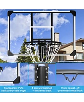 35.4 in. Transparent Backboard 6.2 ft. x 8.5 ft. Basketball Hoop Basketball System with Adjustable Height and Wheels