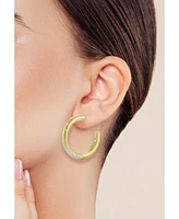 Rachel Zoe 14K Gold Plated Sterling Silver Pave Satin Hoop Earrings