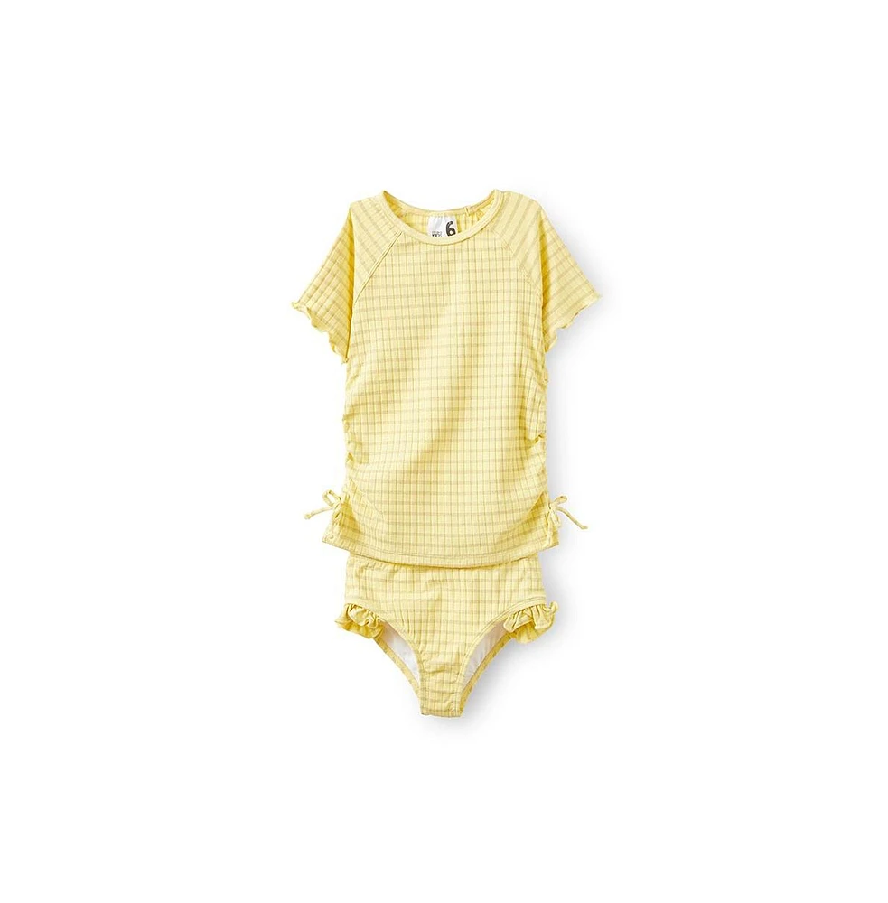 Cotton On Little Girls Florence S/S Rashie And Bikini Bottom Set