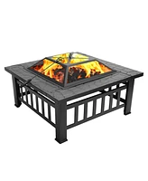 Fire Pit Table - 32in Square Metal Firepit