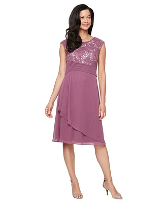 Alex Evenings Women's Stretch Tulle A-Line Dress