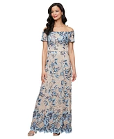 Alex Evenings Women's Off-The-Shoulder Lace A-Line Dress
