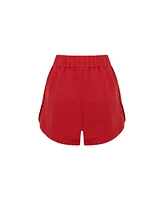 Labeca London Us Women's Capri Red Linen Shorts - L