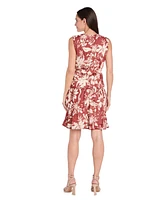 R & M Richards Women's Chiffon Printed Sleeveless Wrap Dress