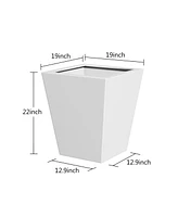 22" Metal Tapered Planter - Burnished White