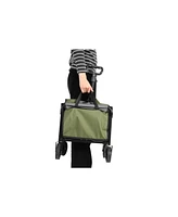 Folding Beach Wagon - Heavy Duty, Portable, Outdoor Cart - Army Green