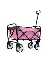 Collapsible Folding Wagon Cart - 225lb Capacity - Pink