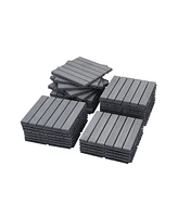 30-Piece Acacia Wood Deck Tiles - Striped, Light Gray
