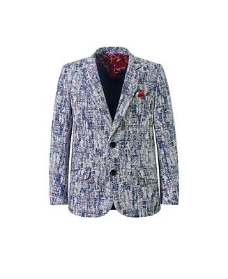 Elie Balleh Boys Blue Paint Splash Brocade Jacket