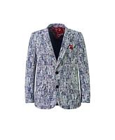 Elie Balleh Boys Blue Paint Splash Brocade Jacket